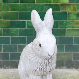 Unique Bunny Statue Concrete Rabbit Figurine Stone Animal Sculpture Garden Pet Decoration Farm Ornament Cement Easter Gift Yard Art - thumbnail 2