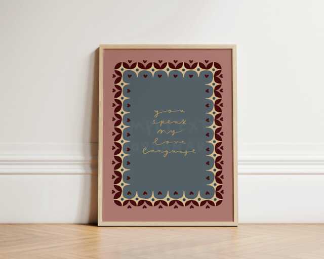 My Love Language Print, Loving Nursery Hand Drawn Family Whimsical Art Living Room Homely Unframed - image 1