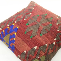 Handmade Kilim Pillow Cover Vintage Turkish Wool Cushion - 16x16 Inch - thumbnail 2
