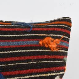 Handmade Turkish Kilim Pillow Embroidered Wool Cushion - 18''x18'' - thumbnail 3