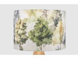 Handmade Lampshade Green Tree Watercolour Forest Fabric Drum, Woodland Nature Light Shade For Table/Floor Lamp Or Ceiling Pendant