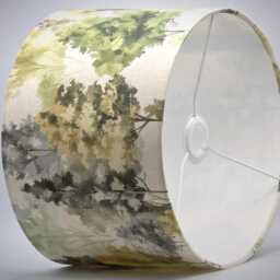 Handmade Lampshade Green Tree Watercolour Forest Fabric Drum, Woodland Nature Light Shade For Table/Floor Lamp Or Ceiling Pendant - thumbnail 3
