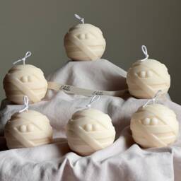 Handmade Halloween Mummy Candle - Sculptural Soy Wax - thumbnail 1
