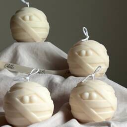 Handmade Halloween Mummy Candle - Sculptural Soy Wax - thumbnail 2
