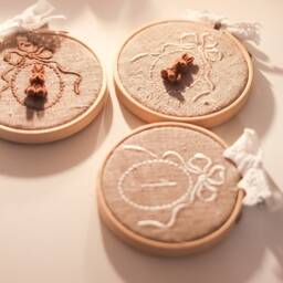 Custom Embroidery Hoop Art, Personalized Easter Basket Stuffers, Primitive Linen Ornament, Rustic Farmhouse Mantel Decor - thumbnail 3
