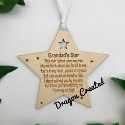 Personalised Memorial Star Keepsake Engraved Wooden Bauble, Loved One Bauble - thumbnail 3