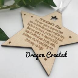 Personalised Memorial Star Keepsake Engraved Wooden Bauble, Loved One Bauble - thumbnail 2