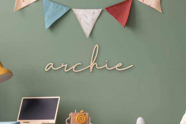 Personalised Handwriting Name Sign Wall Art Script Font Nursery Decor Bedroom Kids Room - Tyche - image 1