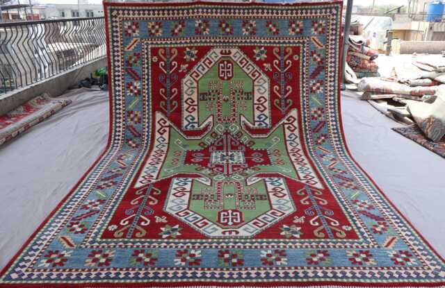7x10 Bidjar Area Rug, Green Blue Red Afghan Hand Knotted Veg Dyes Plush Wool Rugs For Living Room - Bedroom Rug Turkmen Oriental - image 1