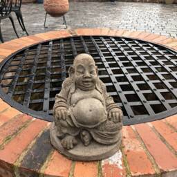 Handcrafted Concrete Buddha Statue Intricate Detail, 24cm - thumbnail 3