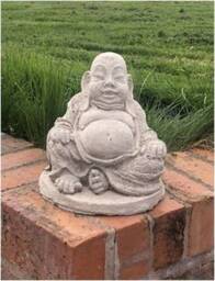 Handcrafted Concrete Buddha Statue Intricate Detail, 24cm - thumbnail 1