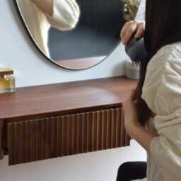 Fluted Dressing Table/Floating Vanity - Made Of Solid Walnut - thumbnail 3