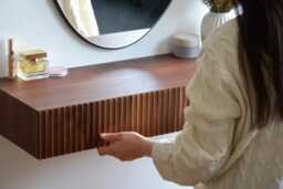 Fluted Dressing Table/Floating Vanity - Made Of Solid Walnut - thumbnail 1