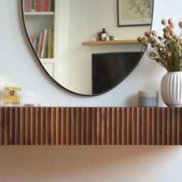 Fluted Dressing Table/Floating Vanity - Made Of Solid Walnut - thumbnail 2