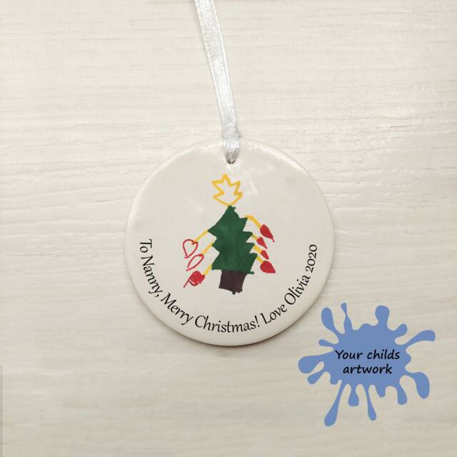 Childrens Drawings - Christmas Bauble Gift For Grandparents Nanny & Grandad Christmas Decorations Drawing Ornament 2025 - image 1