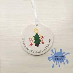 Childrens Drawings - Christmas Bauble Gift For Grandparents Nanny & Grandad Christmas Decorations Drawing Ornament 2025 - thumbnail 1