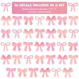 Bow Wall Decals - Reusable & Removable Pink Stickers, Kids Decal, Girl Nursery Decor - thumbnail 2