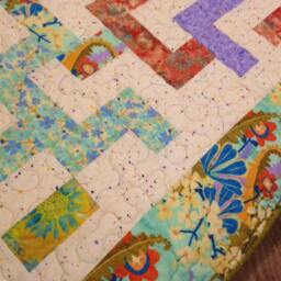 Quilted Throw, Bright Quilted Child's Quilt, Teen Quilt - thumbnail 3