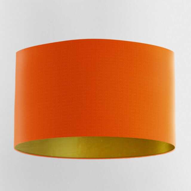Orange Lampshade With Brushed Gold Lining & 100% Cotton Fabric, Handmade Lampshades, Table Lampshades - image 1