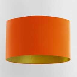 Orange Lampshade With Brushed Gold Lining & 100% Cotton Fabric, Handmade Lampshades, Table Lampshades - thumbnail 1