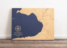 Puerto Vallarta, Mexico Map - Engraved Wood Coastal Chart Wall Art Sign, Beach Home Decor Vacation Nautical Print, Unique Personalized Gift - thumbnail 1