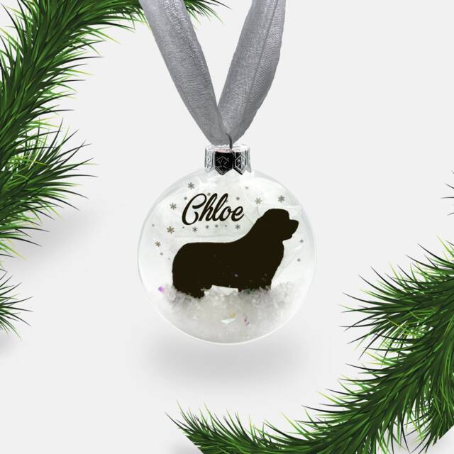 Newfoundland Dog Personalised Ornament - Custom Glass Christmas Bauble - image 1