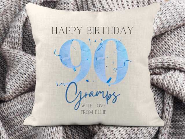 90Th Birthday Cushion, Birthday Gift For Him, Gifts Men, Personalised 90Th, Age Gift, Gift Grandad, For Friend - image 1