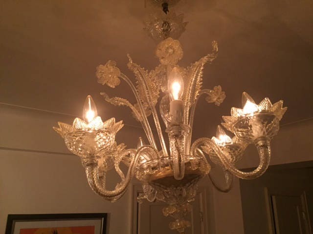 Flowers, Spare Parts For Chandeliers By Venini, Arlecchino, Toso, Baroveir, in Murano Blown Glass, Gold Color
