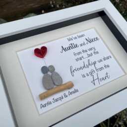 Custom Aunt & Niece Pebble Art Handmade Driftwood Quilled Heart Gift, Personalised Picture - thumbnail 3