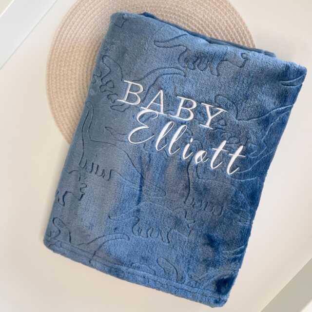 Personalised Dinosaur Baby Blanket Custom Embroidered Minky Blanket - image 1