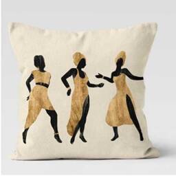 African Dancing Woman Figure Cushion Cover/Decorative Female Music Dance Cases/Decorative Home Decoration/Housewarming Gift - thumbnail 2