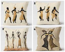 African Dancing Woman Figure Cushion Cover/Decorative Female Music Dance Cases/Decorative Home Decoration/Housewarming Gift - thumbnail 1