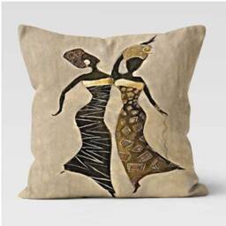 African Dancing Woman Figure Cushion Cover/Decorative Female Music Dance Cases/Decorative Home Decoration/Housewarming Gift - thumbnail 4