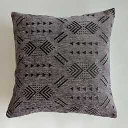Moroccan Velvet Cushion Cover, Handmade Brocade Charcoal Pillow Case, Decorative 20''x20''/50x50 cm - thumbnail 1