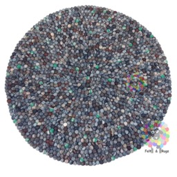 stone Tie Dyed Felt Ball Rug 100% Wool Handmade Nepal Rug - thumbnail 4