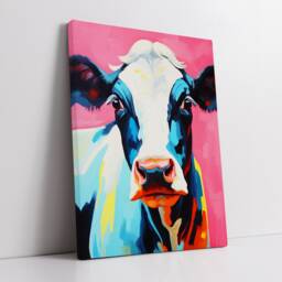 Colorful Cow Animal Abstract Oil Painting Splatter Style Wall Art, Framed Canvas Poster Print, Home Kitchen Office Room Decor, Gifts - thumbnail 2