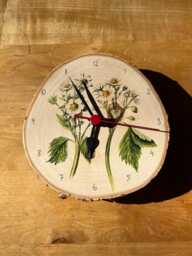 Wall Clock With Vintage Motif Strawberry Blossom On Birch Branch Disc Quiet Clockwork - thumbnail 1