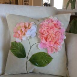 Pink Hydrangea Pillow Cover Weather Resistant Outdoor Cushion - thumbnail 3