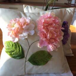 Pink Hydrangea Pillow Cover Weather Resistant Outdoor Cushion - thumbnail 2