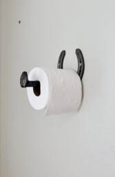 Rustic Toilet Paper Holder Wall Mounted - Great For Vintage Bathroom Horseshoe & Railroad Spike The Heritage Forge - thumbnail 1