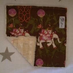"Vintage Circus Elephant Mini Baby Blanket, ""Yellow Abigail's Treat" - thumbnail 3