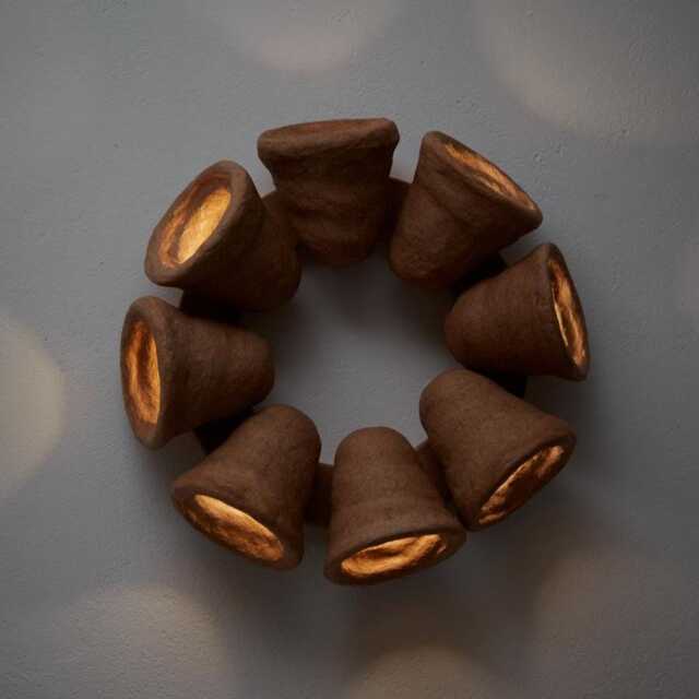 Night Light, Round Wall Sconce, Lamp Nordic, Minimalist Plug in Wabi Sabi Lights, Clay Handmade Sconce Light - image 1