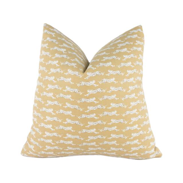 Schumacher - Leaping Leopards Sand Sleek Chic Designer Leopard Cushion Cover Handmade Throw Pillow Luxury Home Decor - image 1