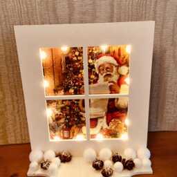Light Up Victorian Santa Scene Window. Christmas Decoration Led Home Decor - thumbnail 3