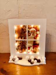 Light Up Victorian Santa Scene Window. Christmas Decoration Led Home Decor