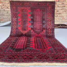 2x4 Vintage Afghan Bukhara Rug - Authentic Handwoven Wool Tribal Carpet Red Oriental Accent For Bedroom, Entryway, Living Room Boho Gift - thumbnail 2