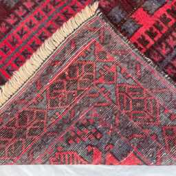 2x4 Vintage Afghan Bukhara Rug - Authentic Handwoven Wool Tribal Carpet Red Oriental Accent For Bedroom, Entryway, Living Room Boho Gift - thumbnail 4