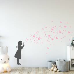 Wall Decal Heart Bubble Girl in 5 Sizes, Girls-Room Decor Heart Wall Stickers, Dandelion Kids-Room & Nursery Wall-Decor - thumbnail 3