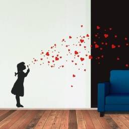 Wall Decal Heart Bubble Girl in 5 Sizes, Girls-Room Decor Heart Wall Stickers, Dandelion Kids-Room & Nursery Wall-Decor - thumbnail 2