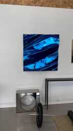 Handmade Metal Wall Art Concave Blue Mirror Sculpture - thumbnail 1